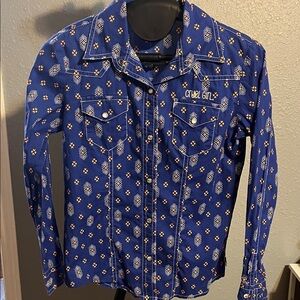 Cruel Girl Navy and White Geometric Girl’s Shirt